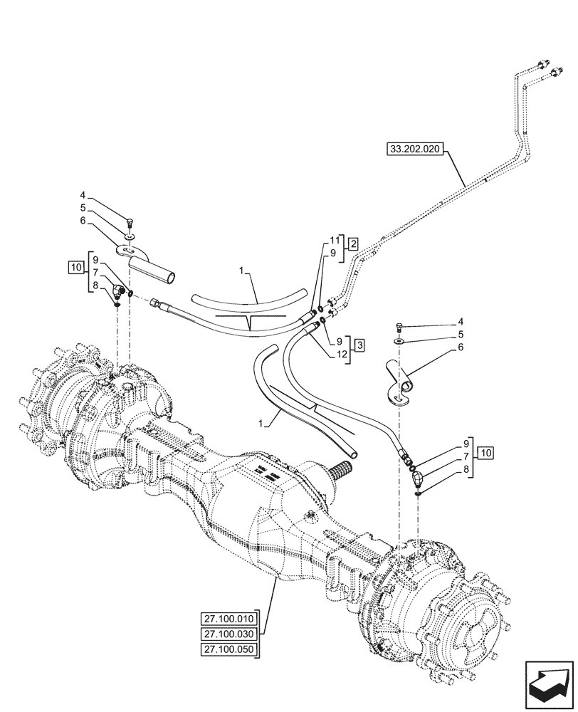 Схема запчастей Case 590SN - (33.202.040) - BRAKE, HYDRAULIC SYSTEM (33) - BRAKES & CONTROLS