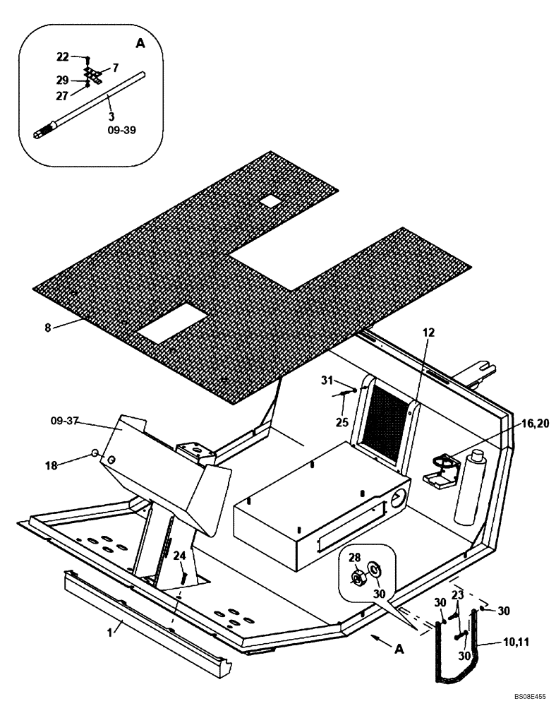 Схема запчастей Case SV208 - (09-38[01]) - INSULATOR, PLATFORM (GROUP 155) (ND012015) (09) - CHASSIS/ATTACHMENTS