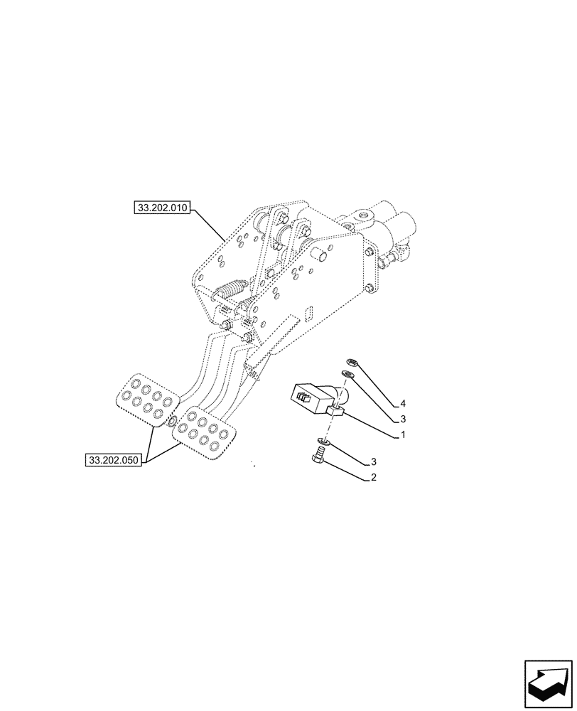 Схема запчастей Case 580SN - (55.405.010) - BRAKE, LIGHT SWITCH (55) - ELECTRICAL SYSTEMS