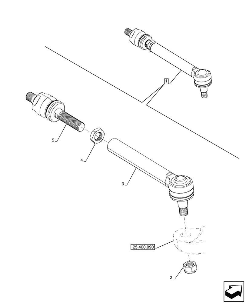 Схема запчастей Case 590SN - (41.106.030) - FRONT AXLE, STEERING TIE-ROD, COMPONENTS, 2WD (41) - STEERING