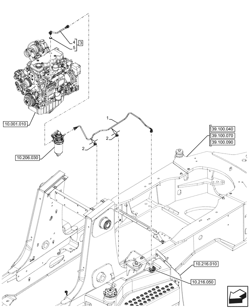 Схема запчастей Case 580SN WT - (10.216.040) - FUEL TANK, LINE (10) - ENGINE