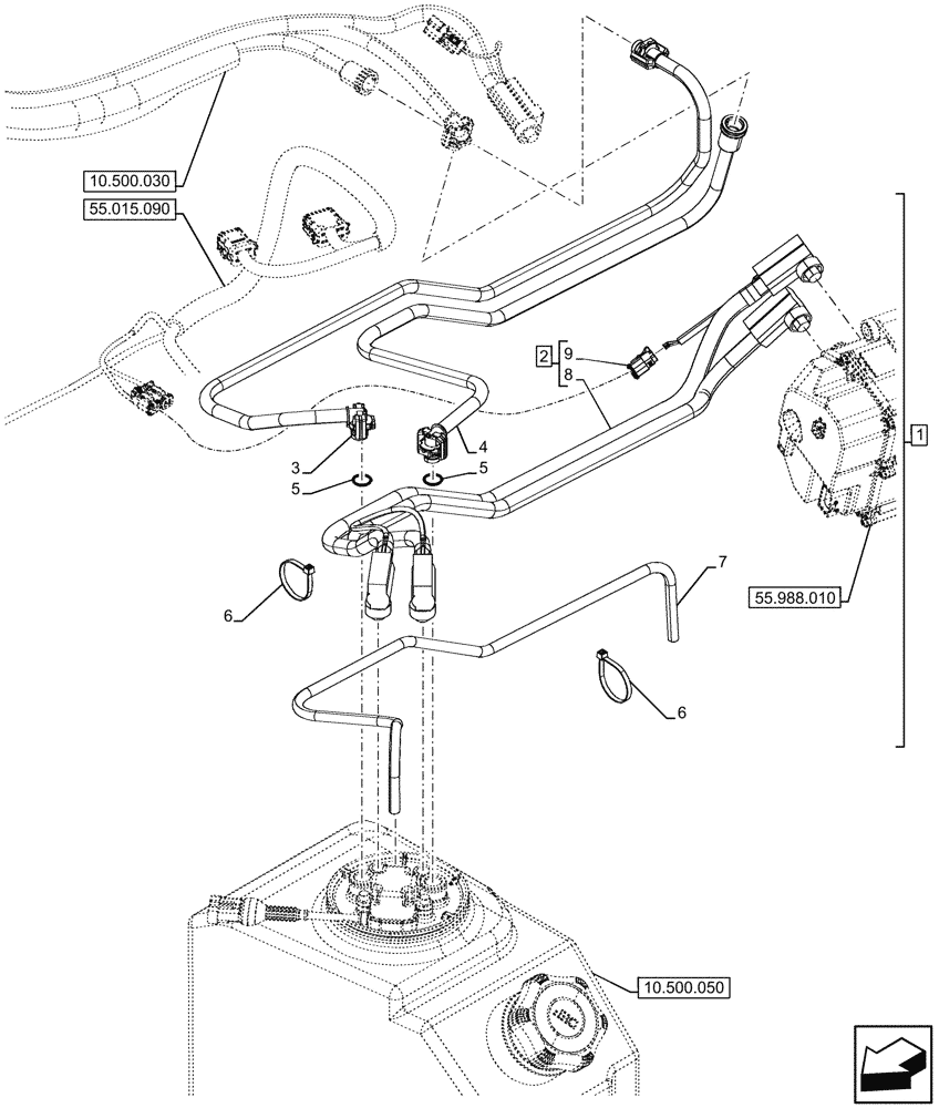 Схема запчастей Case 580SN - (10.500.020) - DEF LINES (10) - ENGINE