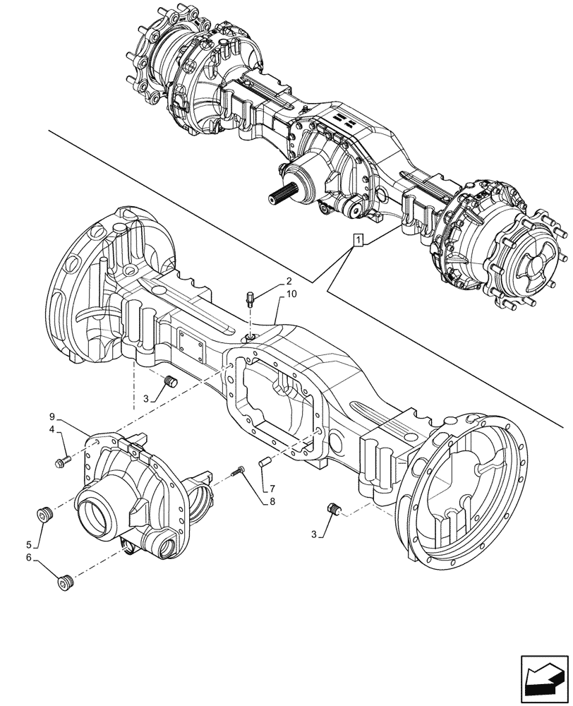 Схема запчастей Case 590SN - (27.100.060) - REAR AXLE, HOUSING (27) - REAR AXLE SYSTEM