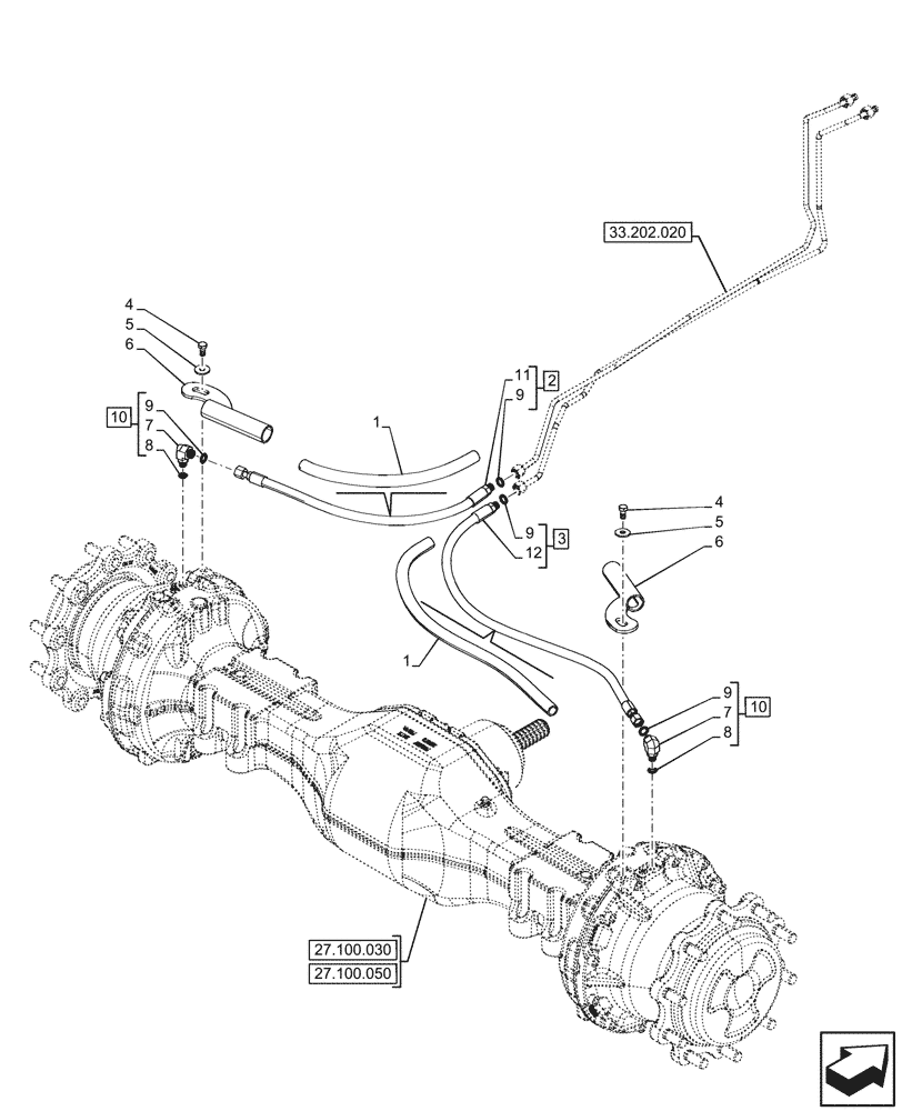 Схема запчастей Case 590SN - (33.202.040) - BRAKE, HYDRAULIC SYSTEM (33) - BRAKES & CONTROLS