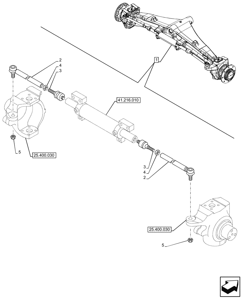 Схема запчастей Case 580N EP - (41.106.010) - FRONT AXLE, STEERING TIE-ROD, 2WD (41) - STEERING