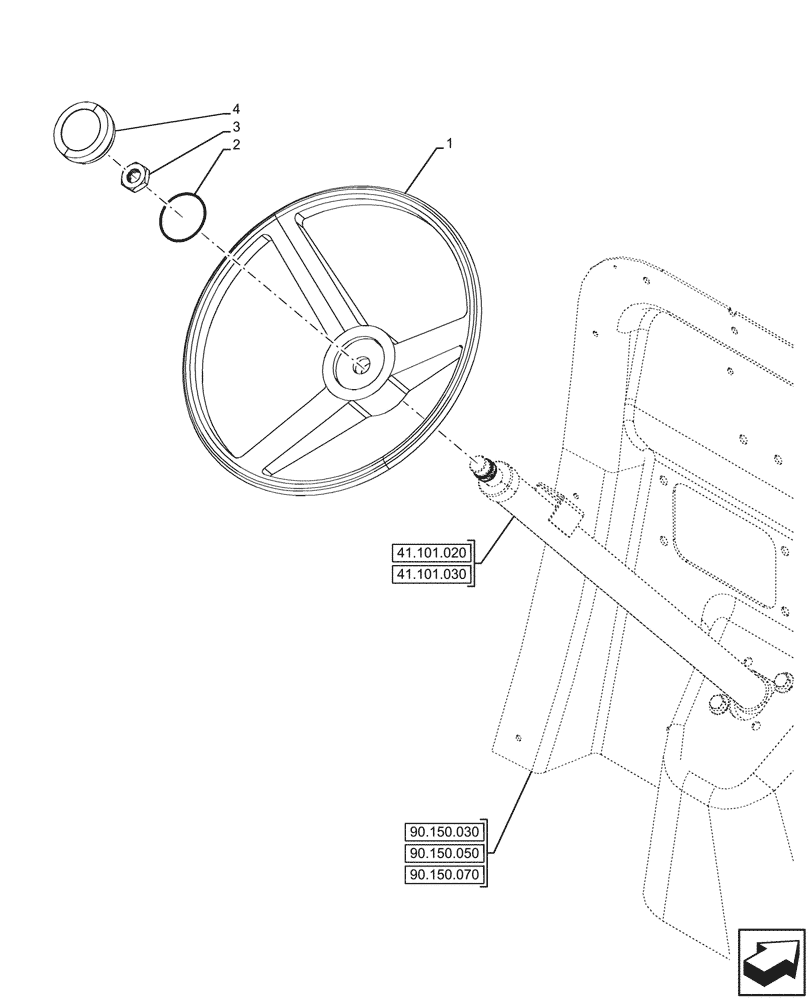 Схема запчастей Case 580N EP - (41.101.010) - STEERING WHEEL (41) - STEERING