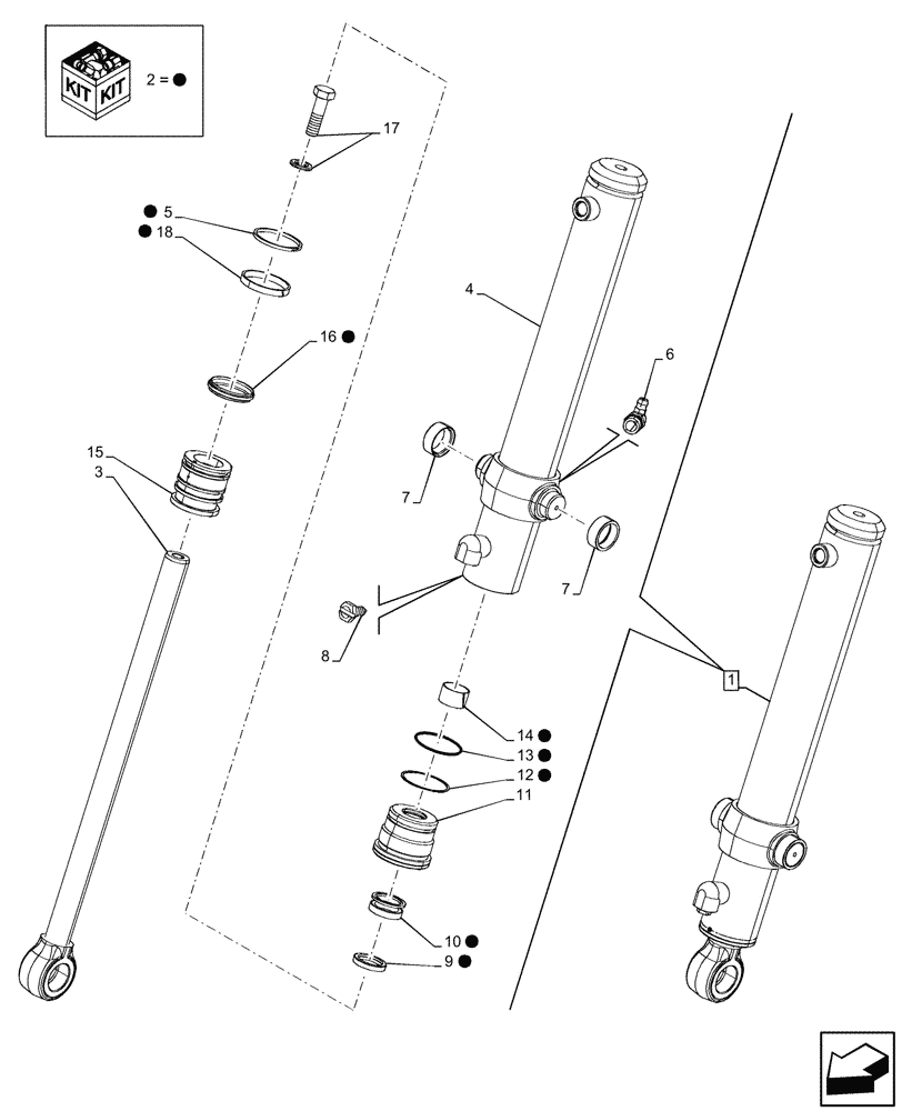 Схема запчастей Case 580SN - (35.723.050) - LOADER BUCKET, CONTROLS, CYLINDER, COMPONENTS (35) - HYDRAULIC SYSTEMS