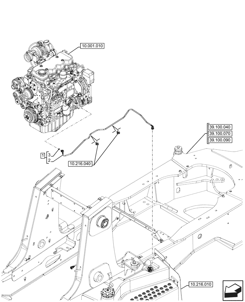 Схема запчастей Case 580SN WT - (10.216.050) - FUEL TANK, LINE (10) - ENGINE