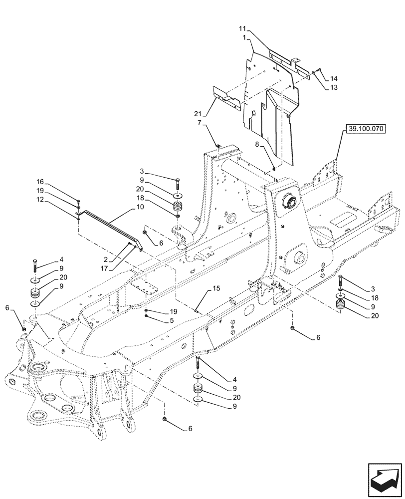 Схема запчастей Case 580SN WT - (39.100.010) - MAIN FRAME, CURTAIN, 4WD (39) - FRAMES AND BALLASTING