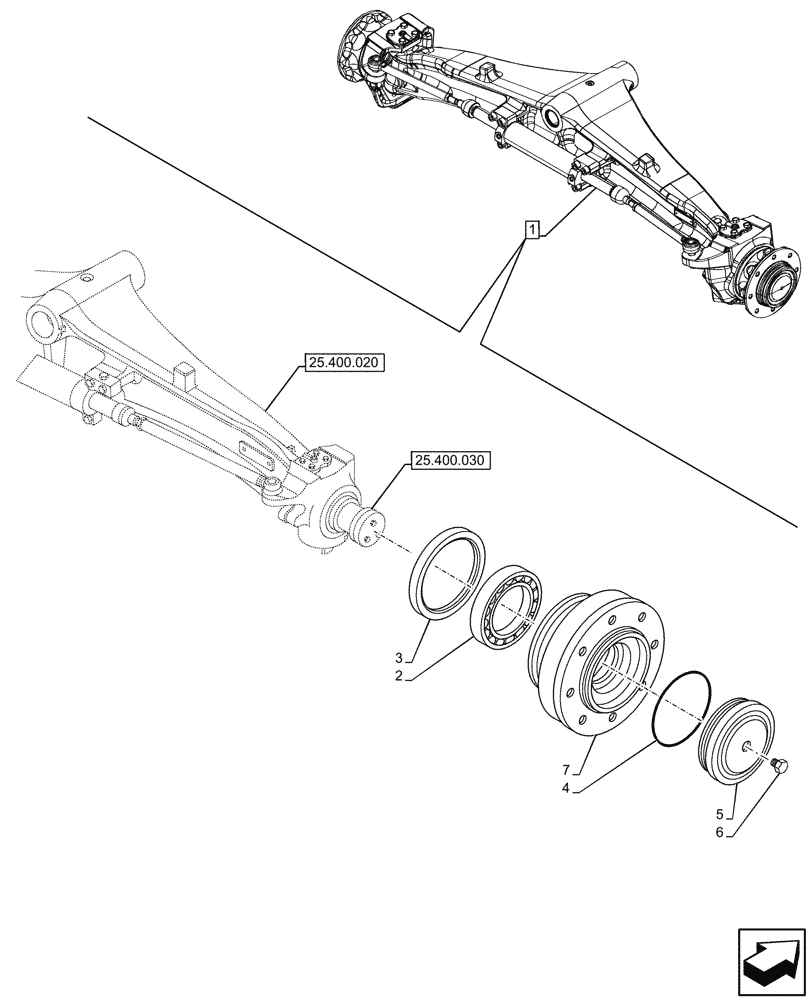 Схема запчастей Case 580N - (25.400.040) - FRONT AXLE, WHEEL DISC, 2WD (25) - FRONT AXLE SYSTEM