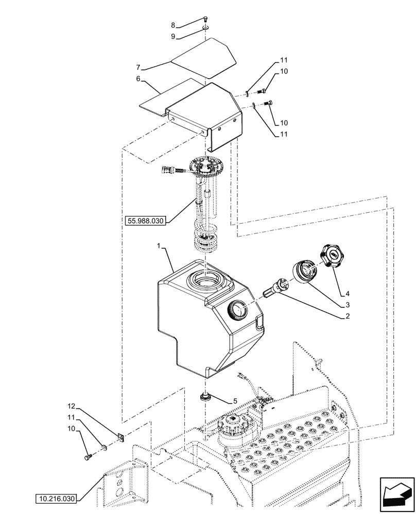 Схема запчастей Case 590SN - (10.500.050) - DEF TANK (10) - ENGINE