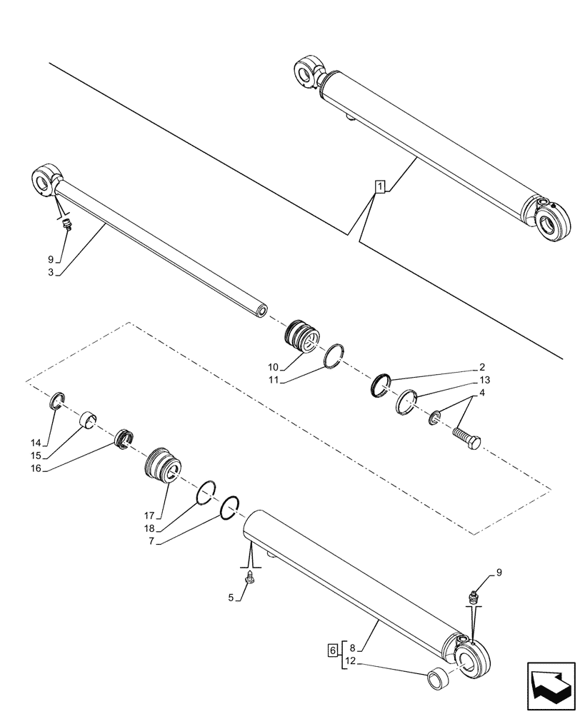 Схема запчастей Case 580SN - (35.701.050) - LIFT CYLINDER, COMPONENTS (35) - HYDRAULIC SYSTEMS