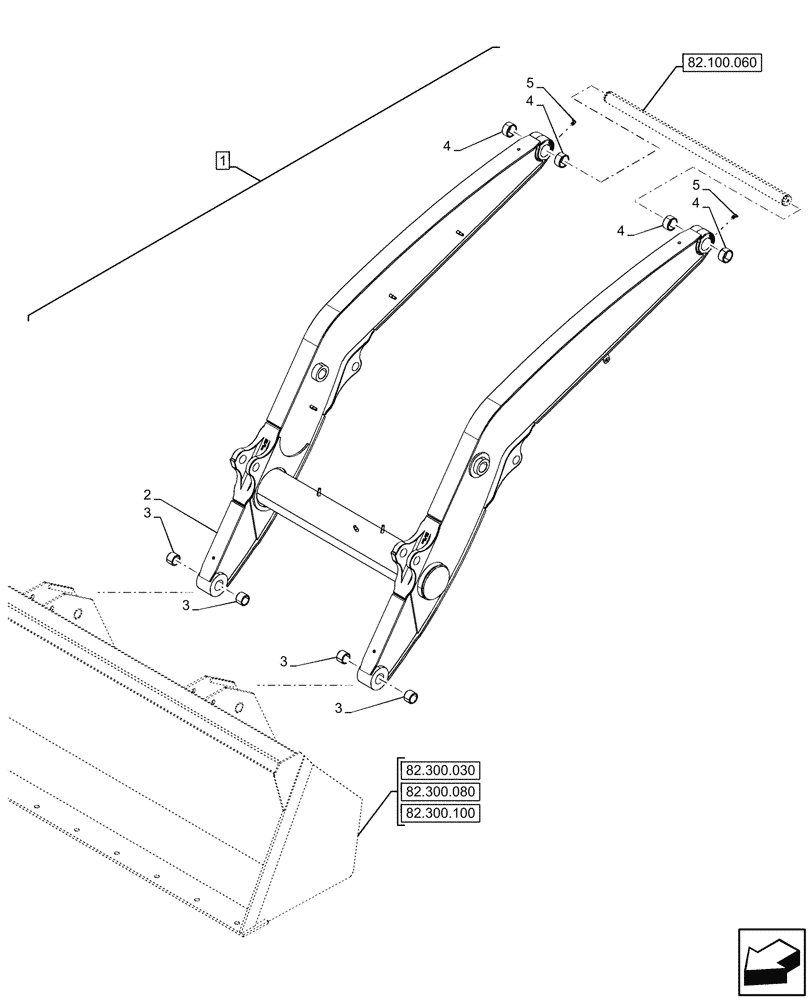 Схема запчастей Case 580SN WT - (82.100.070) - FRONT LOADER, ARM (82) - FRONT LOADER & BUCKET