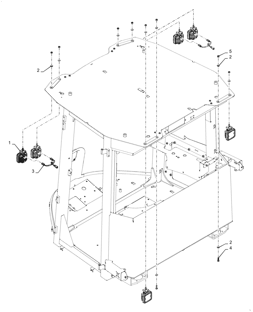 Схема запчастей Case 621G - (55.404.110[02]) - VAR - 734069 - WORK LIGHT, CAB, 4 FRONT, 2 REAR (55) - ELECTRICAL SYSTEMS