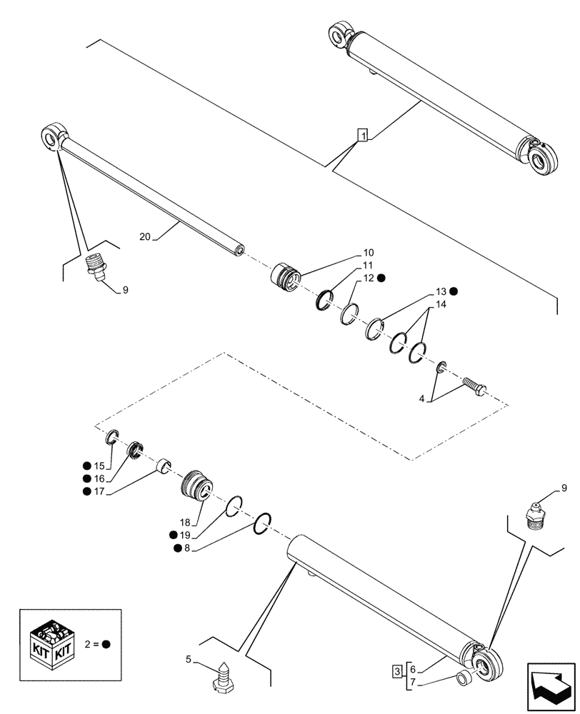 Схема запчастей Case 580N - (35.701.020) - LIFT CYLINDER, COMPONENTS (35) - HYDRAULIC SYSTEMS