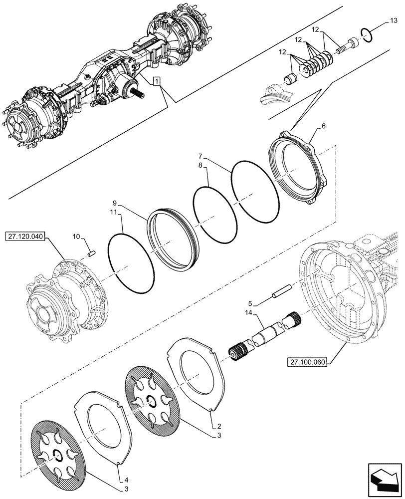 Схема запчастей Case 580SN WT - (33.202.080) - REAR AXLE, SHAFT, BRAKES (33) - BRAKES & CONTROLS