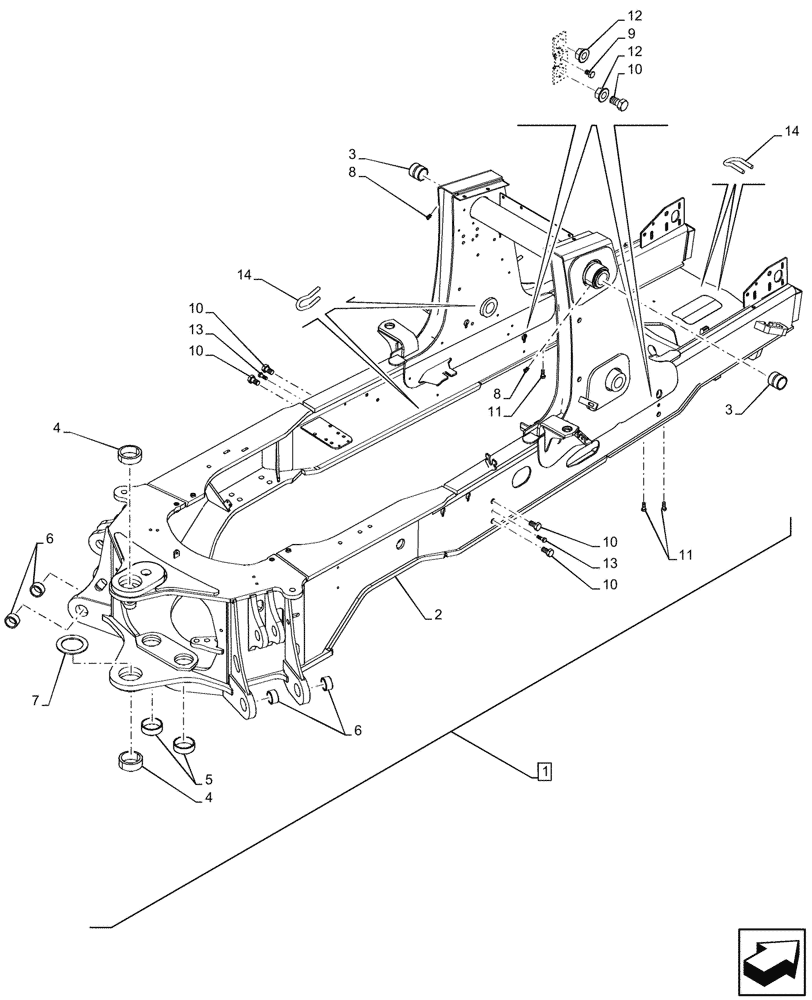 Схема запчастей Case 590SN - (39.100.090) - MAIN FRAME (39) - FRAMES AND BALLASTING