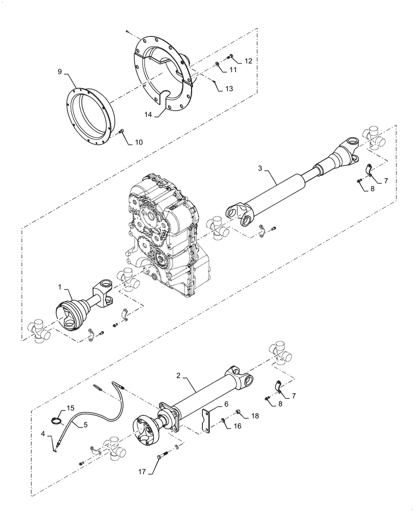 Схема запчастей Case 721G - (23.314.010) - DRIVE SHAFT INSTALLATION - HEAVY DUTY (23) - FOUR WHEEL DRIVE SYSTEM