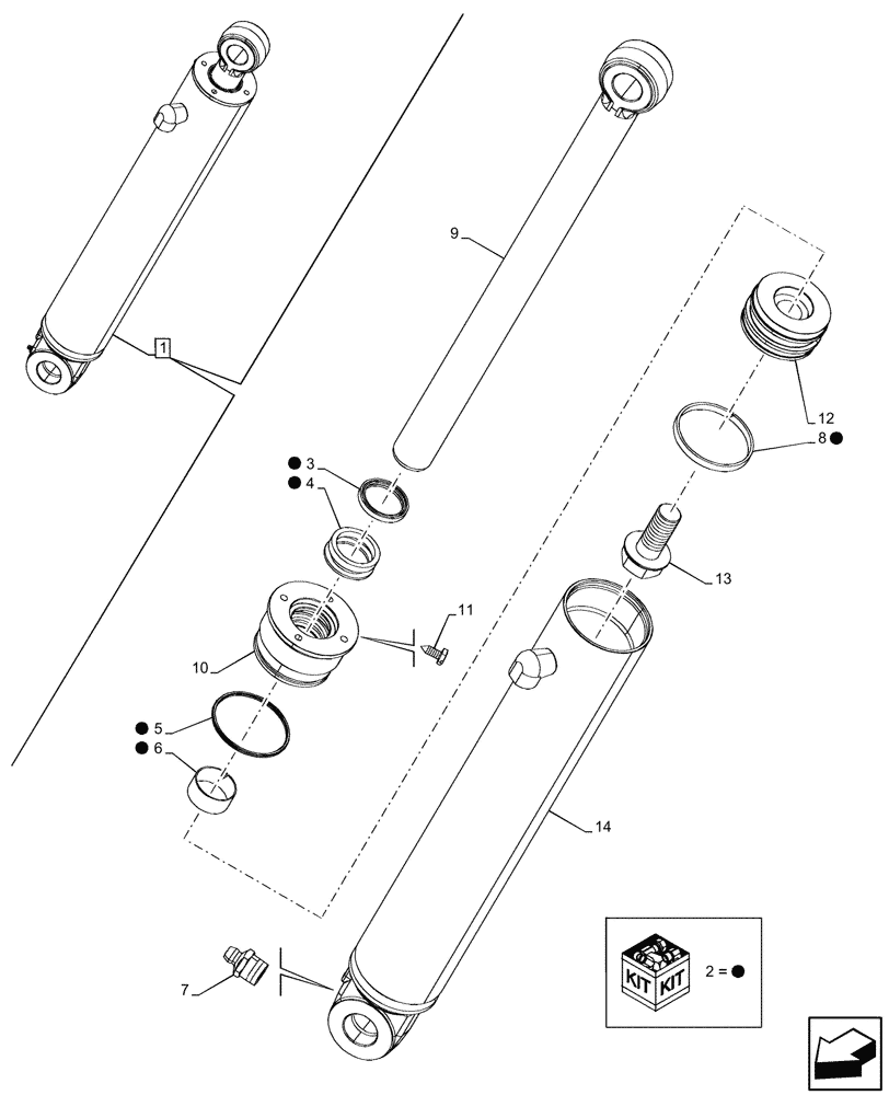 Схема запчастей Case 580SN WT - (35.703.080) - STABILIZER CYLINDER, LH, COMPONENTS (35) - HYDRAULIC SYSTEMS