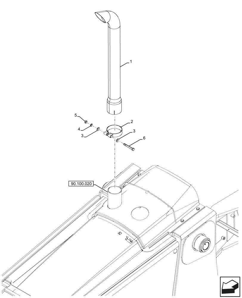 Схема запчастей Case 590SN - (10.254.010) - ENGINE HOOD, EXHAUST PIPE (10) - ENGINE