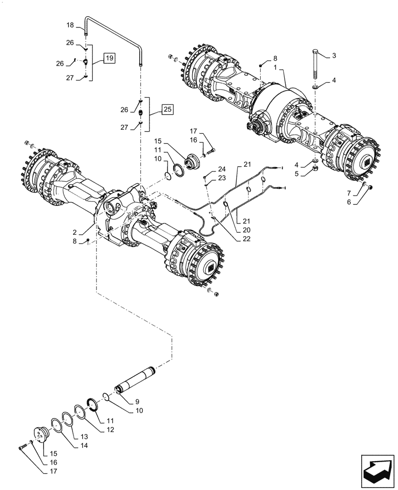 Схема запчастей Case 721G - (25.102.030) - VAR - 424235 - HEAVY DUTY FRONT AND REAR AXLE INSTALLATION (25) - FRONT AXLE SYSTEM