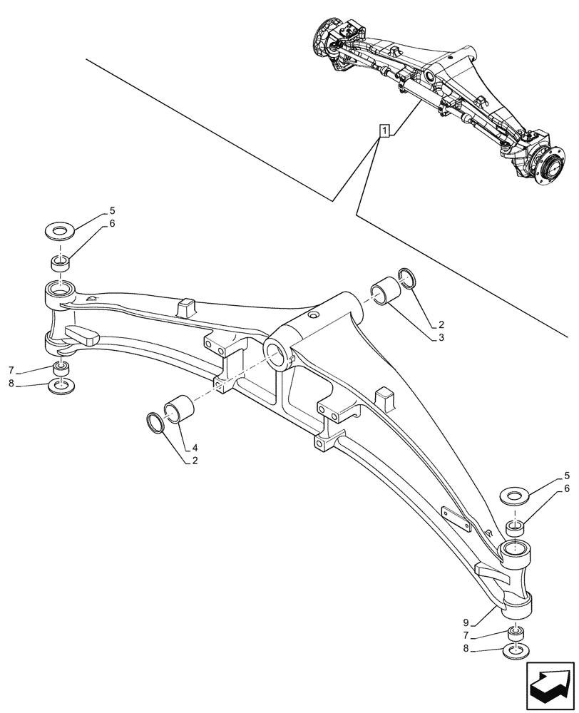 Схема запчастей Case 580N - (25.400.020) - FRONT AXLE, BODY, 2WD (25) - FRONT AXLE SYSTEM