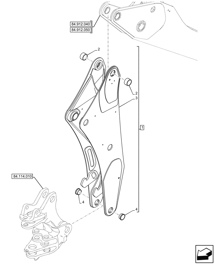 Схема запчастей Case 580N - (84.910.010) - BOOM (84) - BOOMS, DIPPERS & BUCKETS