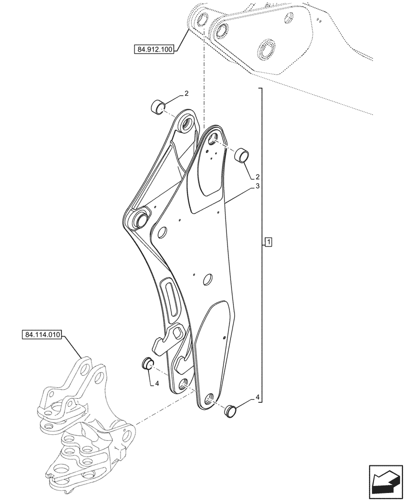 Схема запчастей Case 580SN - (84.910.030) - BOOM (84) - BOOMS, DIPPERS & BUCKETS