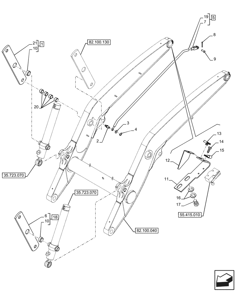 Схема запчастей Case 580SN WT - (82.100.080) - ARM, LINKAGE, 4WD (82) - FRONT LOADER & BUCKET