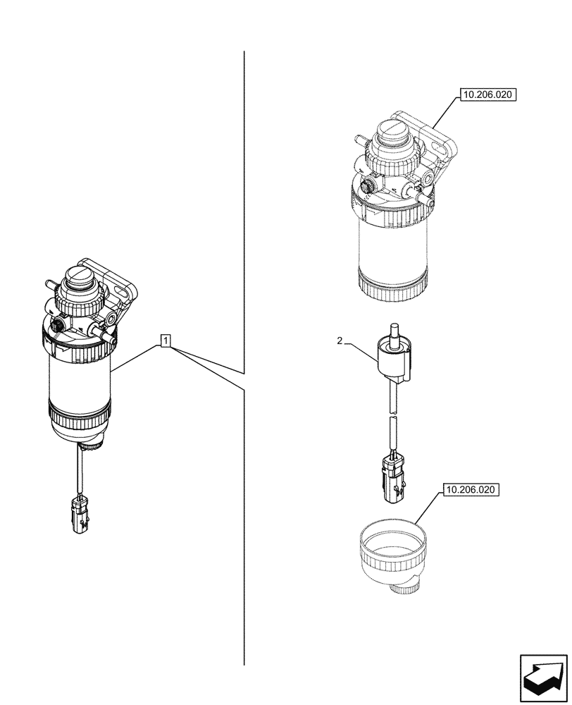 Схема запчастей Case 580SN WT - (55.010.010) - FUEL FILTER/WATER SEPARATOR, SENSOR (55) - ELECTRICAL SYSTEMS