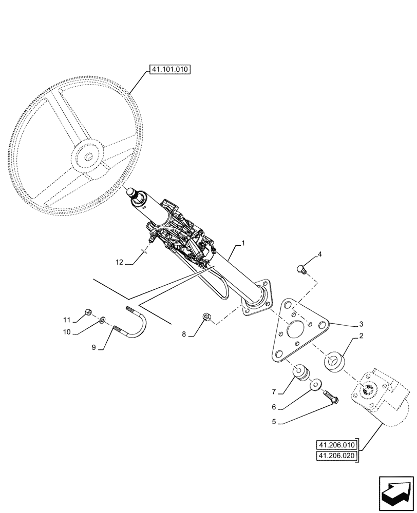 Схема запчастей Case 580N - (41.101.030) - VAR - 742651 - CAB, STEERING COLUMN, W/ TILTABLE STEERING COLUMN (41) - STEERING