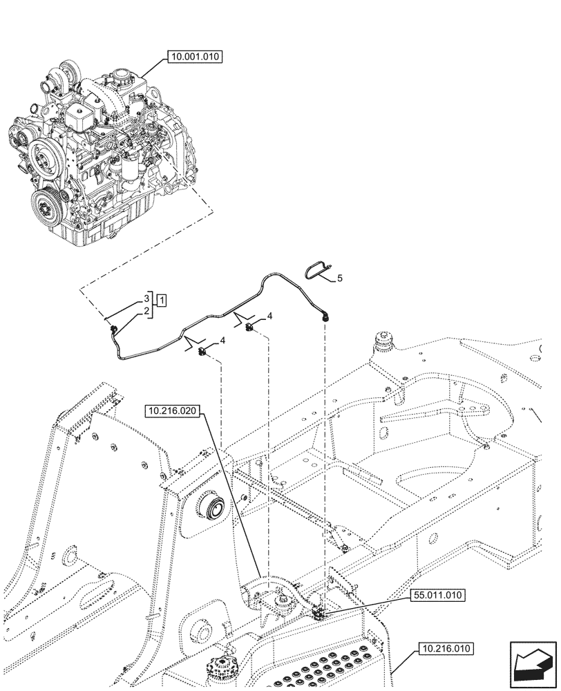 Схема запчастей Case 580N - (10.216.030) - FUEL TANK, LINE (10) - ENGINE