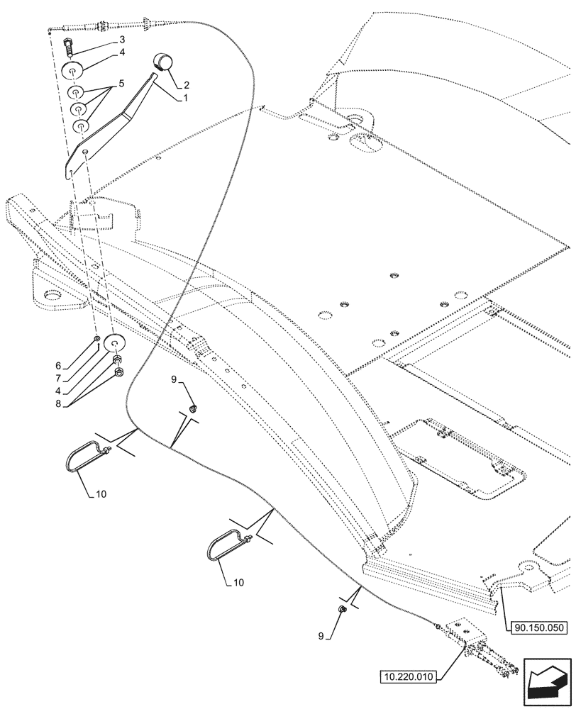 Схема запчастей Case 580N - (10.220.020) - THROTTLE CONTROL LINKAGE, HAND CONTROL (10) - ENGINE