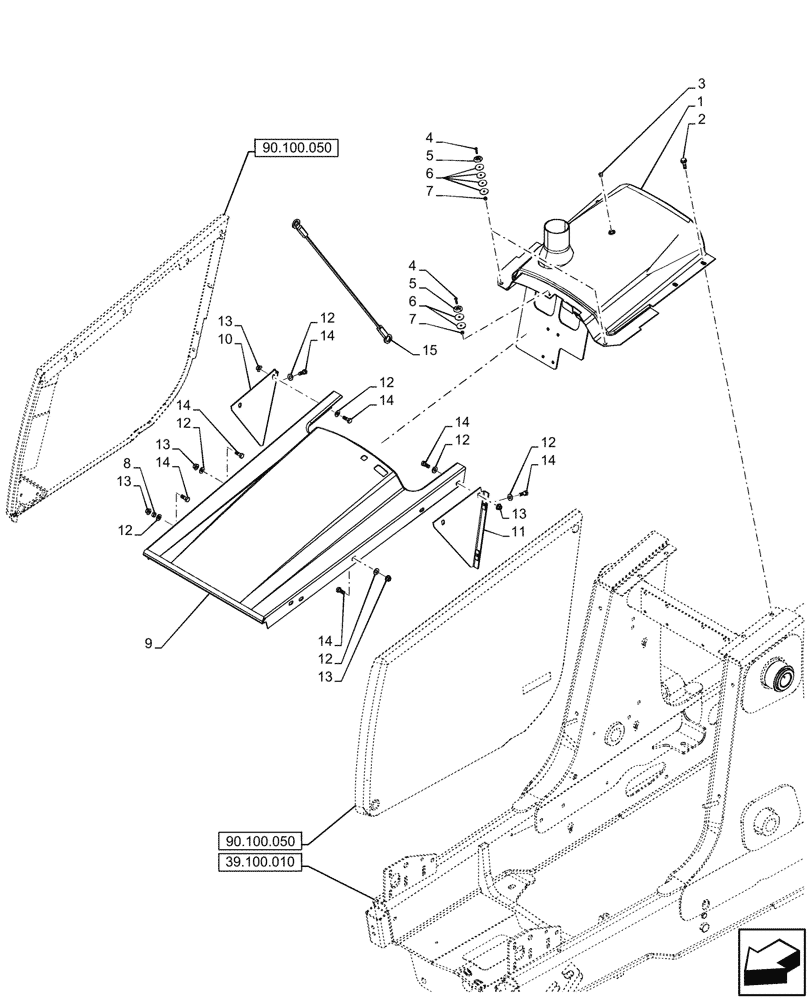 Схема запчастей Case 580N EP - (90.100.020) - ENGINE HOOD (90) - PLATFORM, CAB, BODYWORK AND DECALS