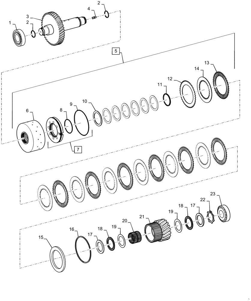 Схема запчастей Case 721G - (21.155.010[04]) - 1ST GEAR CLUTCH ASSEMBLY (21) - TRANSMISSION