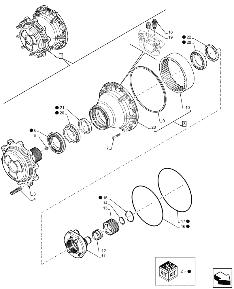 Схема запчастей Case 580SN - (27.120.030) - REAR AXLE, FINAL DRIVE, PLANETARY GEAR, COMPONENTS (27) - REAR AXLE SYSTEM