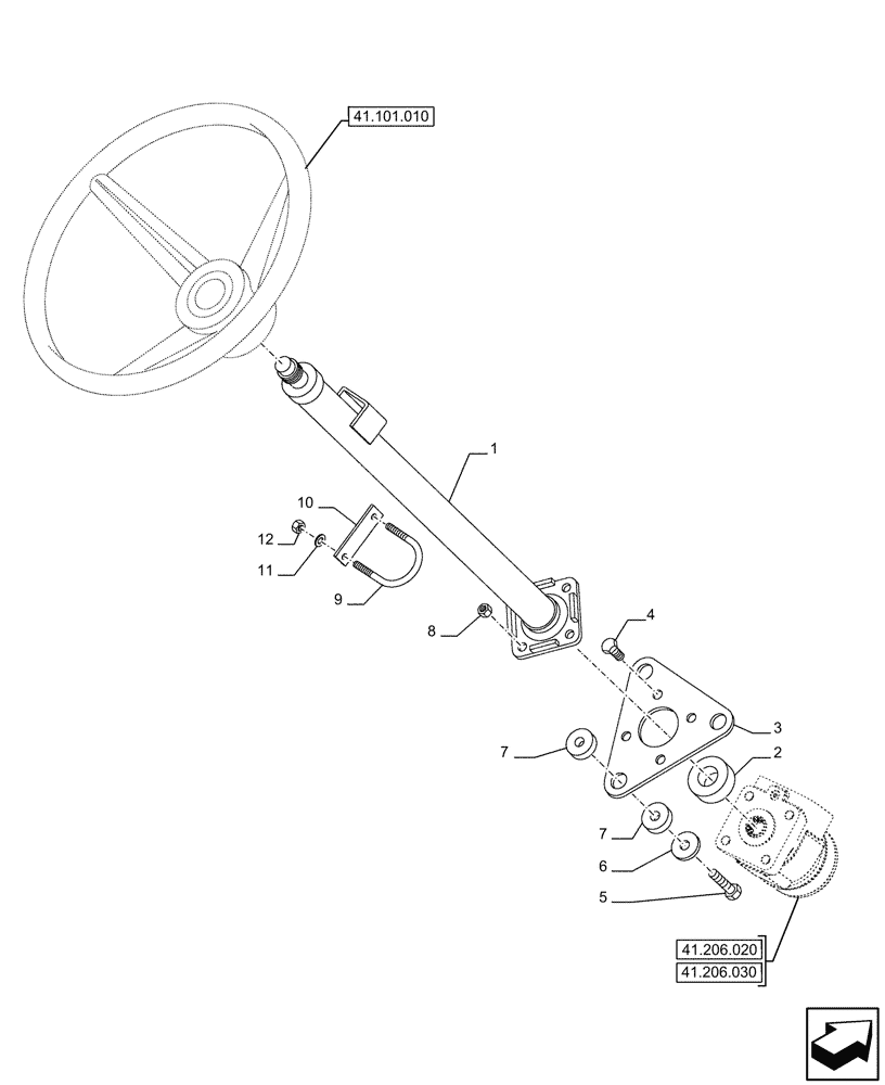 Схема запчастей Case 580N EP - (41.101.020) - CAB, STEERING COLUMN (41) - STEERING