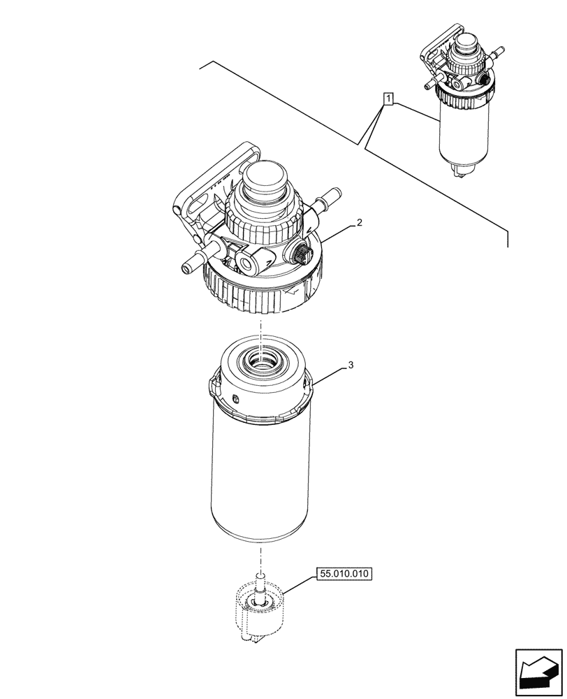 Схема запчастей Case 580SN WT - (10.206.040) - FUEL FILTER/WATER SEPARATOR, COMPONENTS (10) - ENGINE