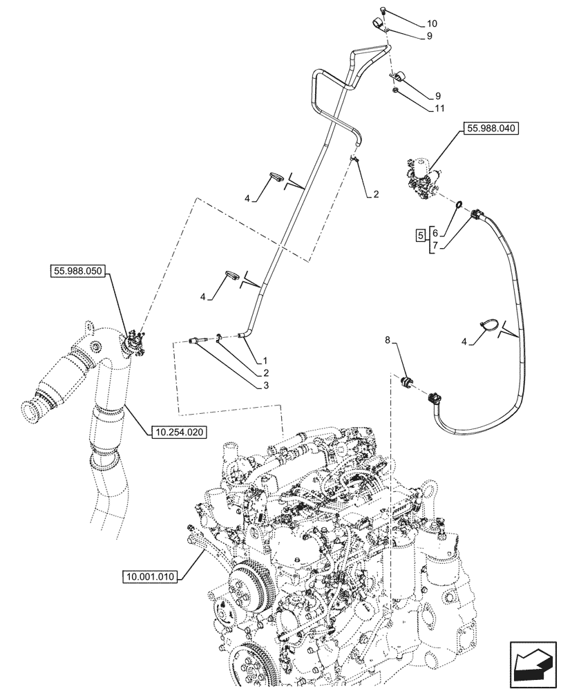 Схема запчастей Case 590SN - (10.500.030) - DEF LINES (10) - ENGINE