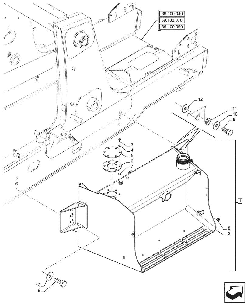 Схема запчастей Case 580SN - (35.300.010) - HYDRAULIC OIL RESERVOIR (35) - HYDRAULIC SYSTEMS