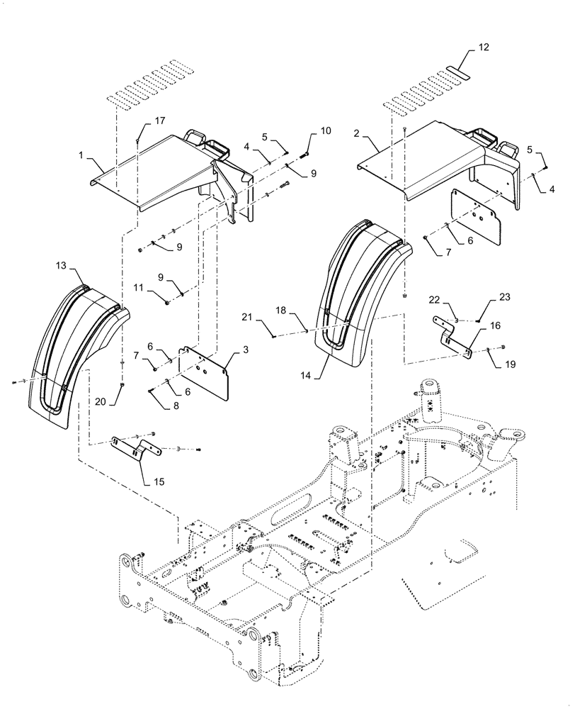 Схема запчастей Case 721G - (90.116.110) - REAR FENDER WIDE (90) - PLATFORM, CAB, BODYWORK AND DECALS