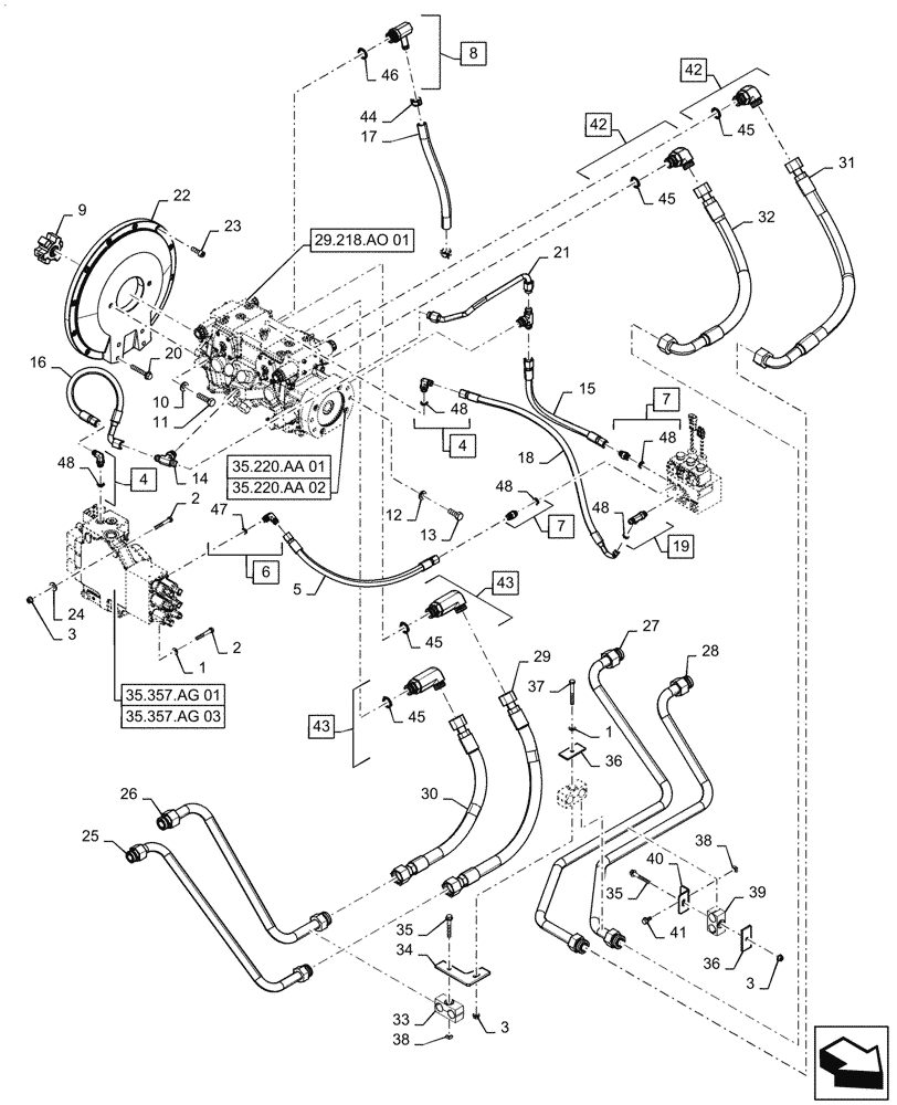 Схема запчастей Case TR270 - (29.204.AB[04]) - HYDROSTATIC PUMP, DRIVE LINES, EH CONTROLS (24-MAR-2015 & AFTER) (29) - HYDROSTATIC DRIVE