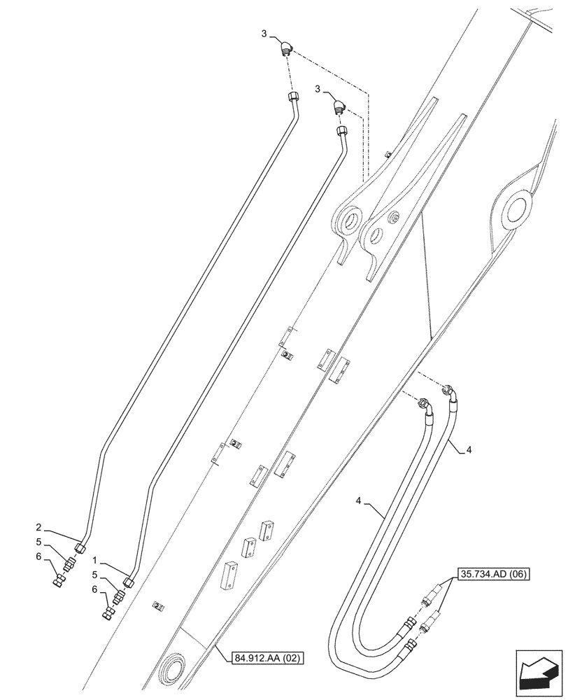 Схема запчастей Case CX300D LC - (35.734.AD[09]) - VAR - 781128 - QUICK COUPLER, HYDRAULIC LINE (ARM L=3.66M) - ASN NFS7N1110 (35) - HYDRAULIC SYSTEMS