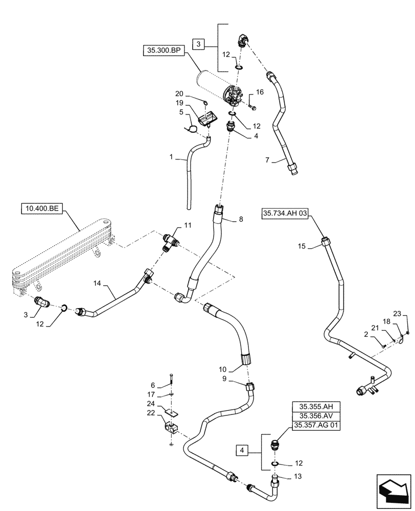 Схема запчастей Case SV185 - (35.100.AB) - HYDARULIC RETURN PLUMBING (SV185) (35) - HYDRAULIC SYSTEMS