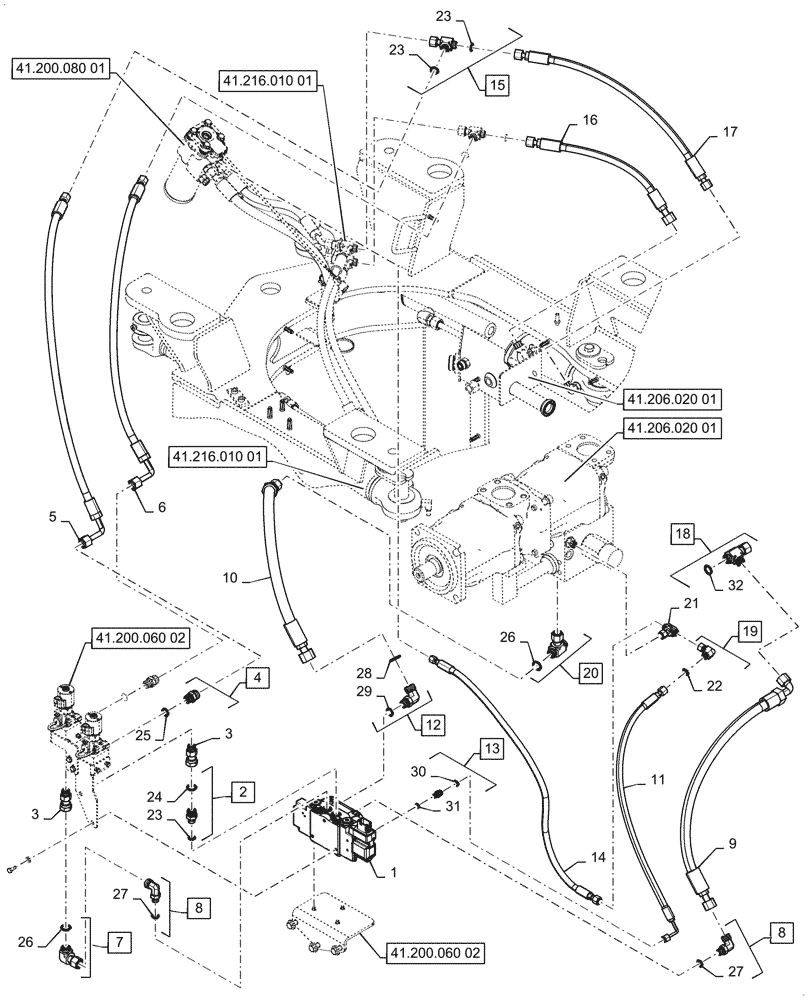 Схема запчастей Case 721G - (41.200.060[01]) - VAR - 482913 - STANDARD, STEERING - EH W/ JOYSTICK (41) - STEERING