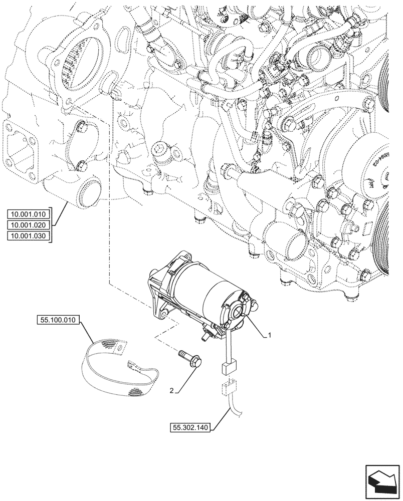 Схема запчастей Case 590SN - (55.201.010) - STARTER MOTOR (55) - ELECTRICAL SYSTEMS