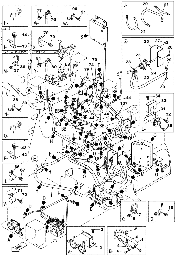 Схема запчастей Case CX235C SR - (55.100.01[01A]) - ELECTRIC SYSTEM - WIRE HARNESS - ASN NDSAK1156 (55) - ELECTRICAL SYSTEMS