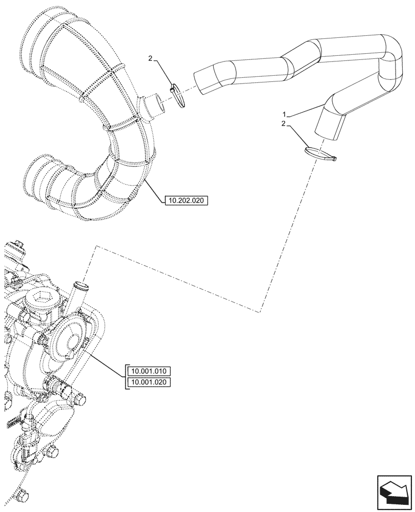 Схема запчастей Case 580SN WT - (10.202.030) - AIR CLEANER, COLD START, INSULATION (10) - ENGINE