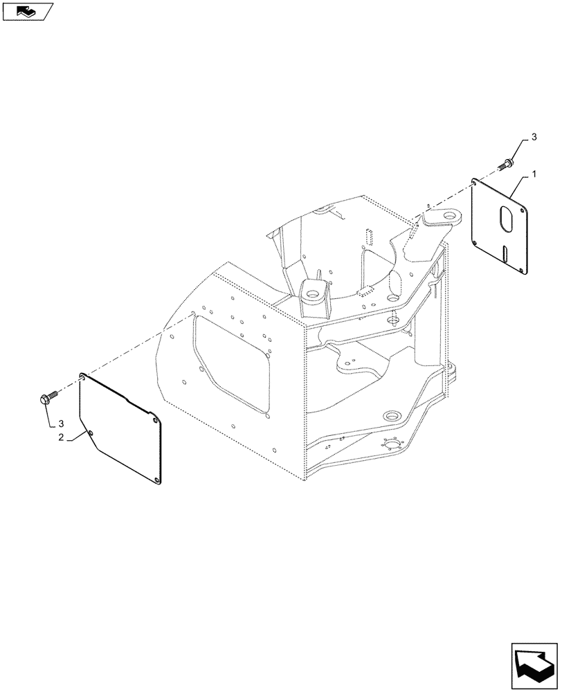 Схема запчастей Case 721G - (39.100.050) - FRAME, REAR COVER (39) - FRAMES AND BALLASTING