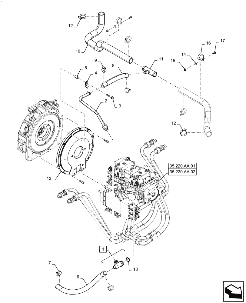 Схема запчастей Case TR270 - (29.204.AB[03]) - HYDROSTATIC PUMP, SUPPLY LINES, EH CONTROLS (24-MAR-2015 & AFTER) (29) - HYDROSTATIC DRIVE